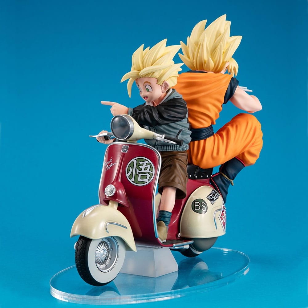 Diorama Super Saiyan Son Goku & Super Saiyan Son Gohan & Motorbike MEGAHOUSE 16 cm -PREORDER LUGLIO 2025-