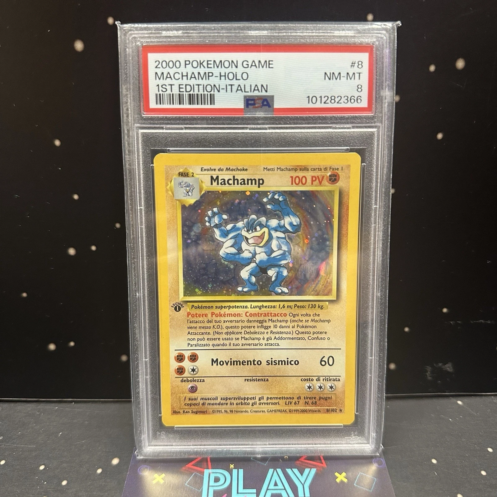 MACHAMP 8/102 ITALIANO PSA 8 PRIMA EDIZIONE POKEMON SET BASE HOLO NM-MT