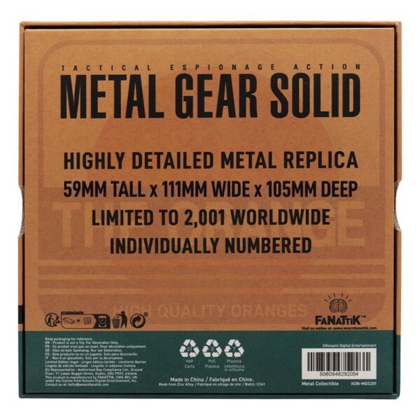 Metal Gear Solid 2 Replica Scatola di Cartone Set Limited Edition in Metallo